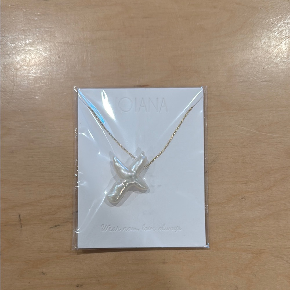 Gold and White Cross Pendant Necklace
